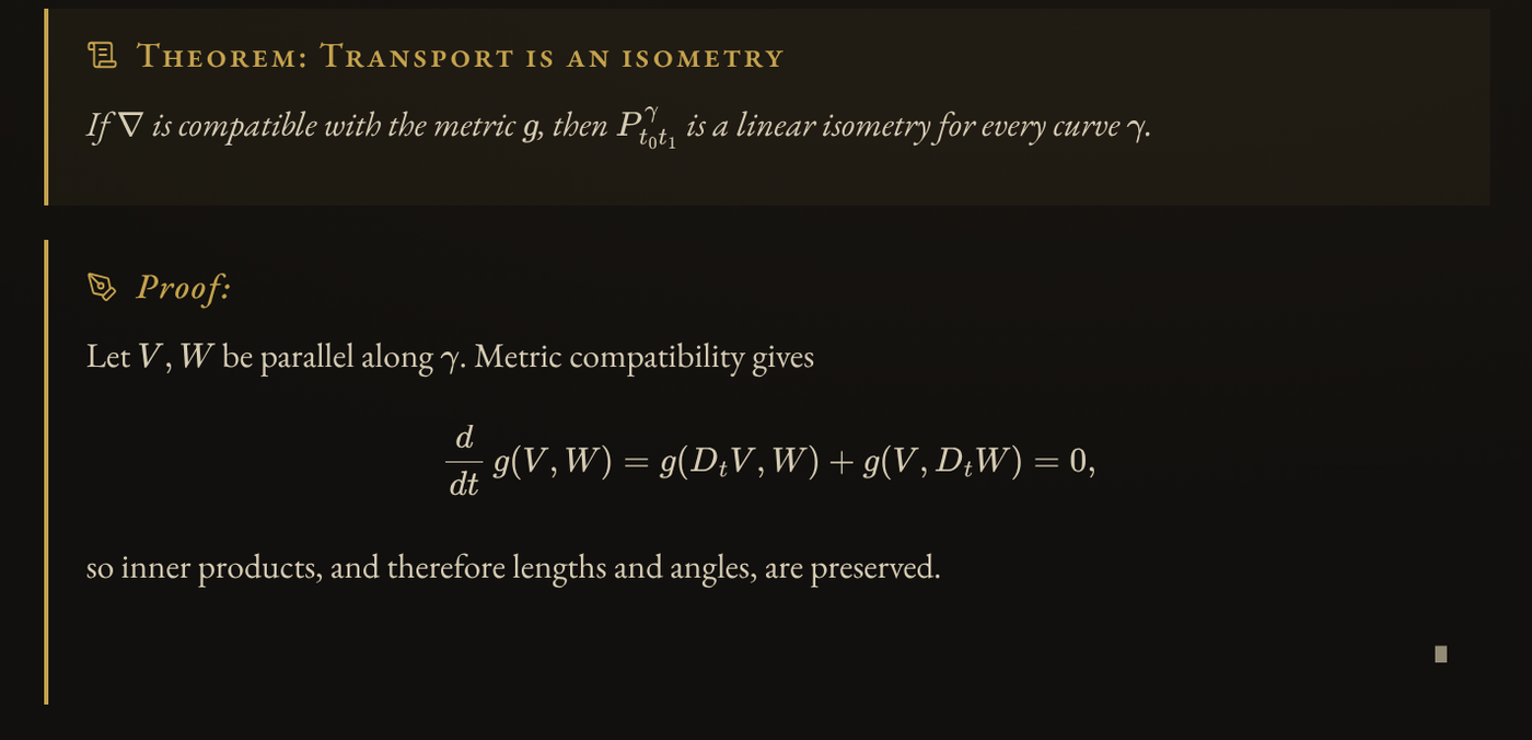 A theorem callout in italics and a proof callout with display math and a closing tombstone.