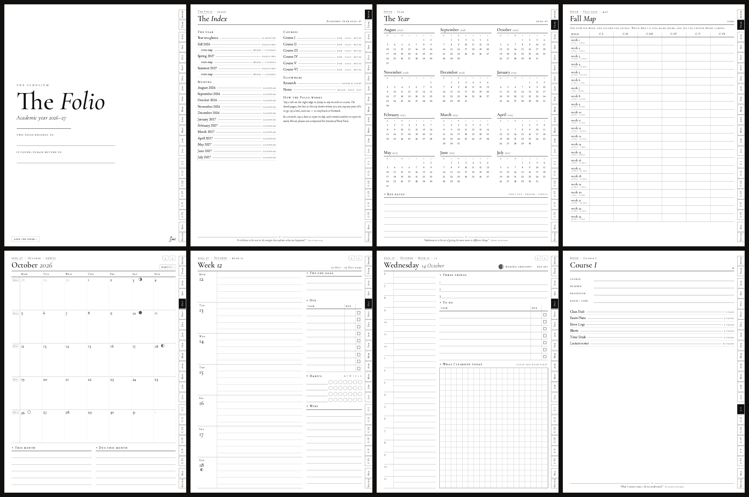 Pages of the Folio planner
