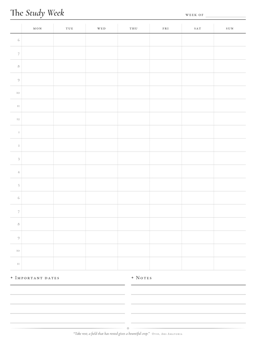 The Study Week template